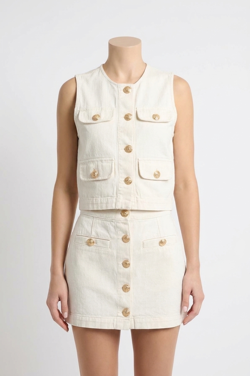 New Blanknyc Sugar Coated Vest In Cream
